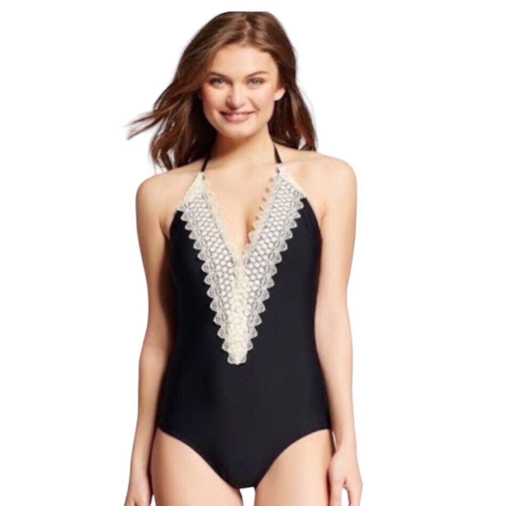 Sea Angel Crochet Swimsuit Black Sz Medium